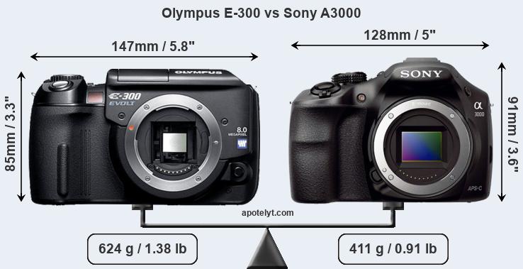 Size Olympus E-300 vs Sony A3000