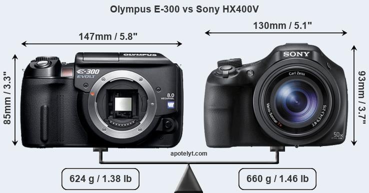 Size Olympus E-300 vs Sony HX400V