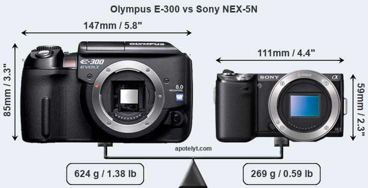 Size Olympus E-300 vs Sony NEX-5N