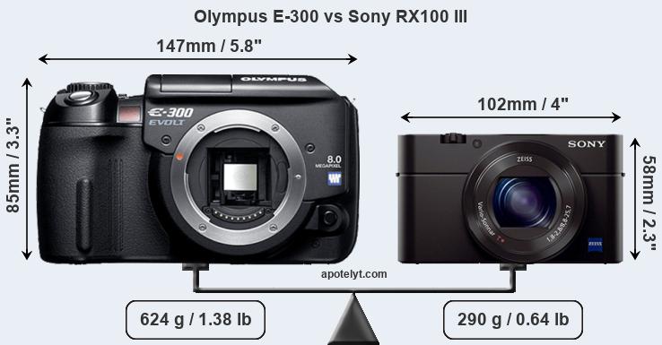 Size Olympus E-300 vs Sony RX100 III