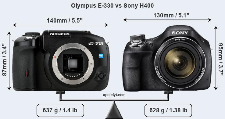 Size Olympus E-330 vs Sony H400