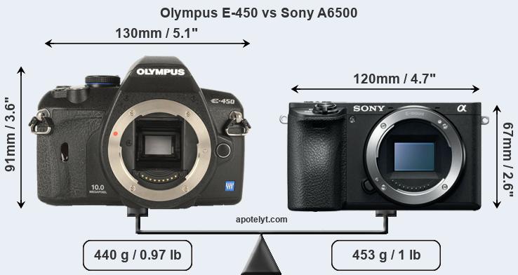 Size Olympus E-450 vs Sony A6500