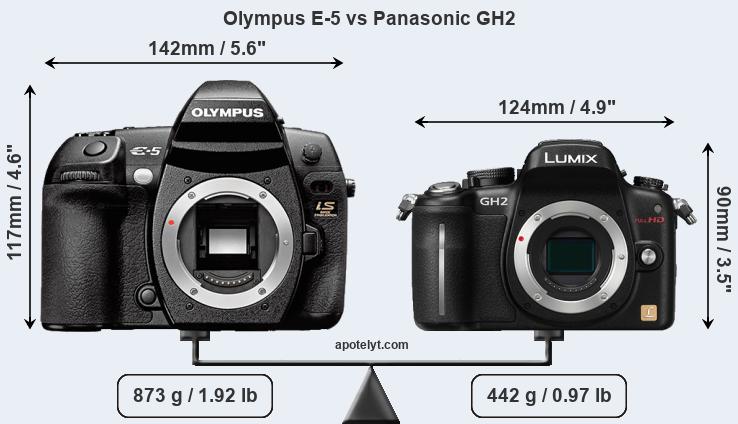 Size Olympus E-5 vs Panasonic GH2
