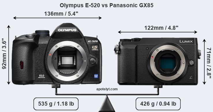 Size Olympus E-520 vs Panasonic GX85