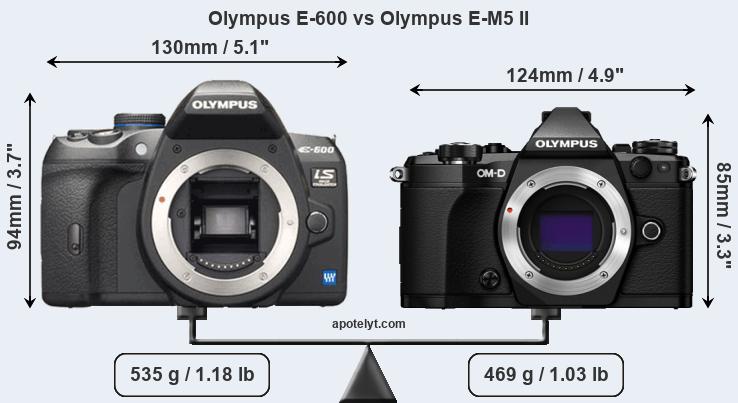 Size Olympus E-600 vs Olympus E-M5 II