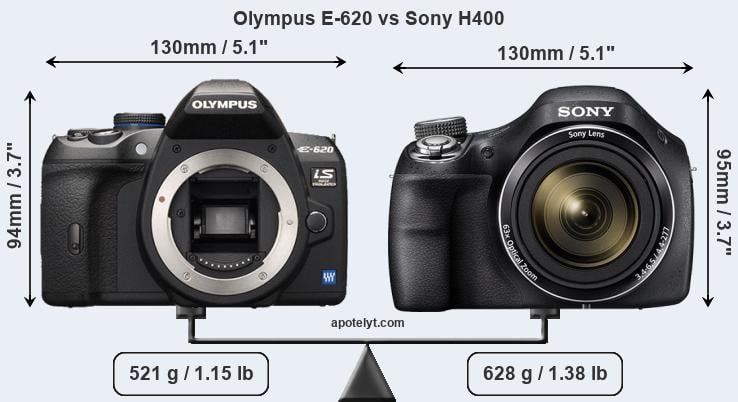 Size Olympus E-620 vs Sony H400