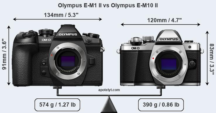 Size Olympus E-M1 II vs Olympus E-M10 II