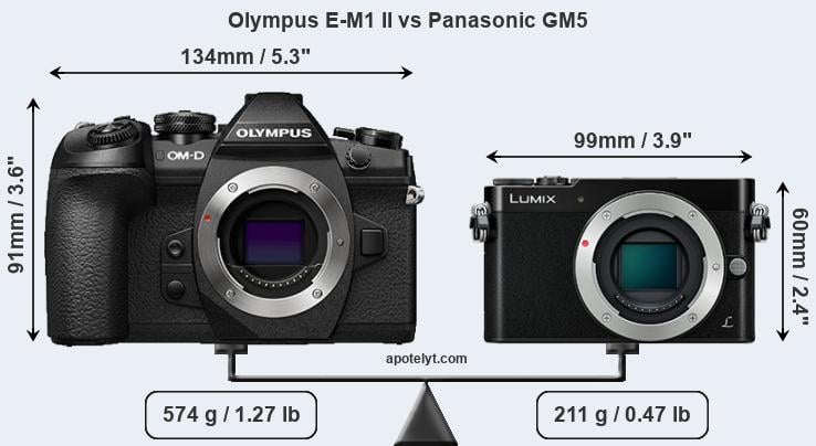 Size Olympus E-M1 II vs Panasonic GM5