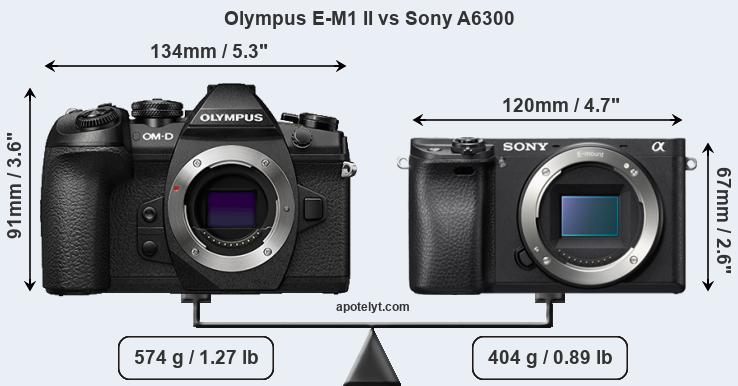 Size Olympus E-M1 II vs Sony A6300