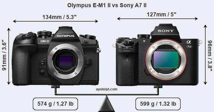 Size Olympus E-M1 II vs Sony A7 II