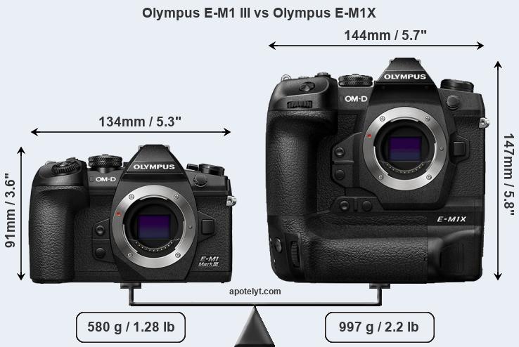 Size Olympus E-M1 III vs Olympus E-M1X