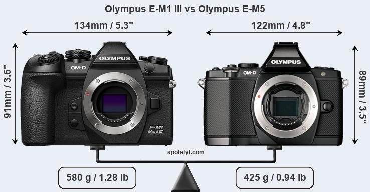 Size Olympus E-M1 III vs Olympus E-M5