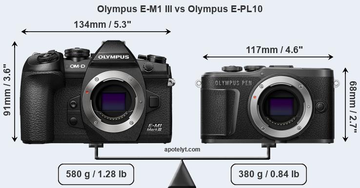Size Olympus E-M1 III vs Olympus E-PL10