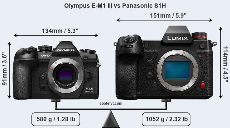 Size Olympus E-M1 III vs Panasonic S1H