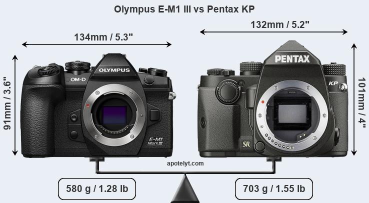 Size Olympus E-M1 III vs Pentax KP