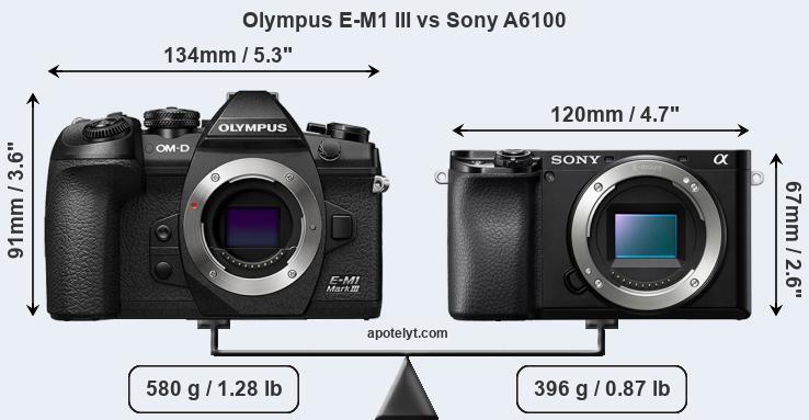Size Olympus E-M1 III vs Sony A6100