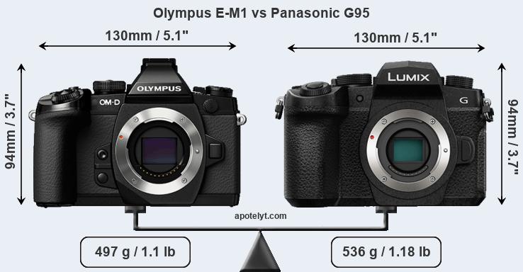 Size Olympus E-M1 vs Panasonic G95