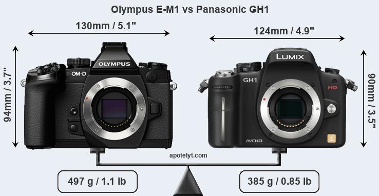 Size Olympus E-M1 vs Panasonic GH1