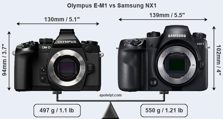 Size Olympus E-M1 vs Samsung NX1