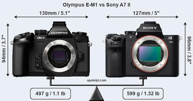Size Olympus E-M1 vs Sony A7 II