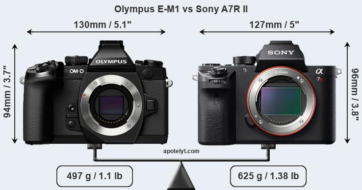 Size Olympus E-M1 vs Sony A7R II