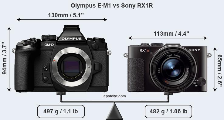 Size Olympus E-M1 vs Sony RX1R