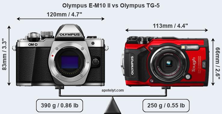 Size Olympus E-M10 II vs Olympus TG-5