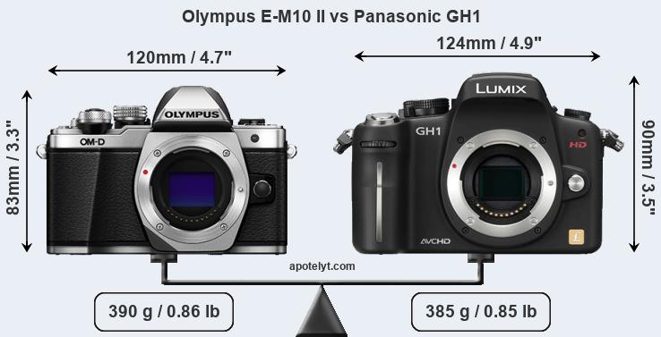 Size Olympus E-M10 II vs Panasonic GH1