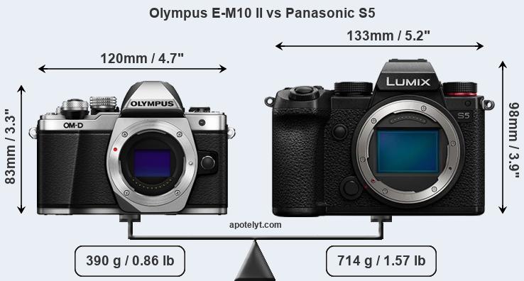Size Olympus E-M10 II vs Panasonic S5