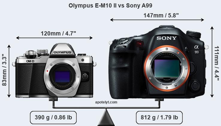 Size Olympus E-M10 II vs Sony A99