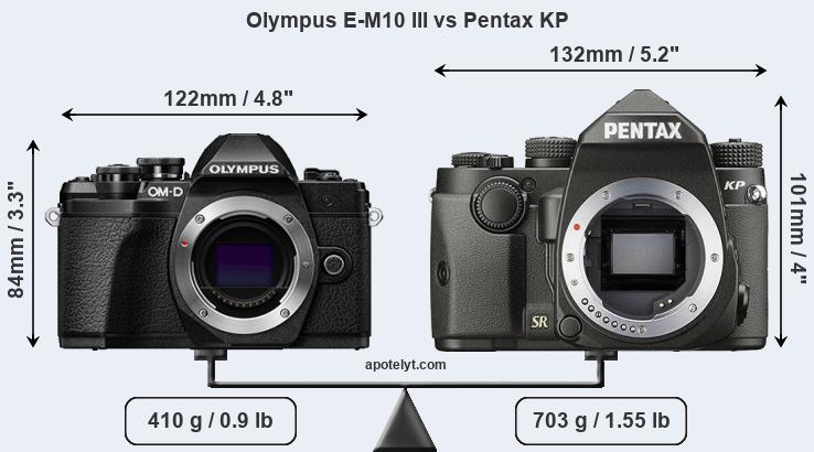 Size Olympus E-M10 III vs Pentax KP