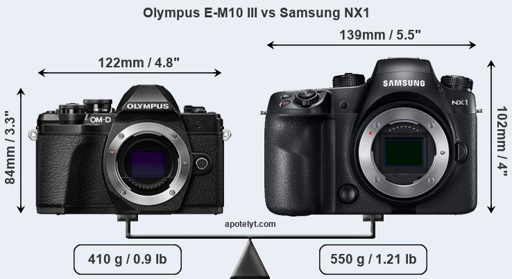 Size Olympus E-M10 III vs Samsung NX1