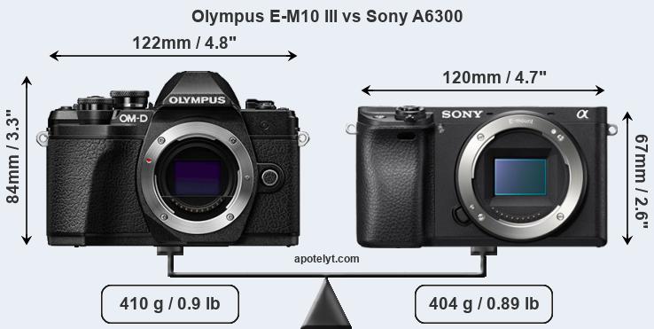 Size Olympus E-M10 III vs Sony A6300