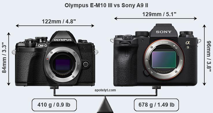 Size Olympus E-M10 III vs Sony A9 II
