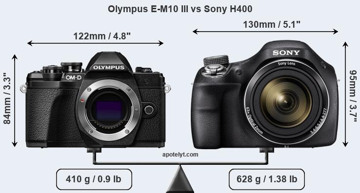 Size Olympus E-M10 III vs Sony H400