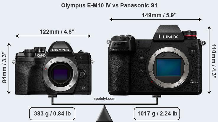 Size Olympus E-M10 IV vs Panasonic S1