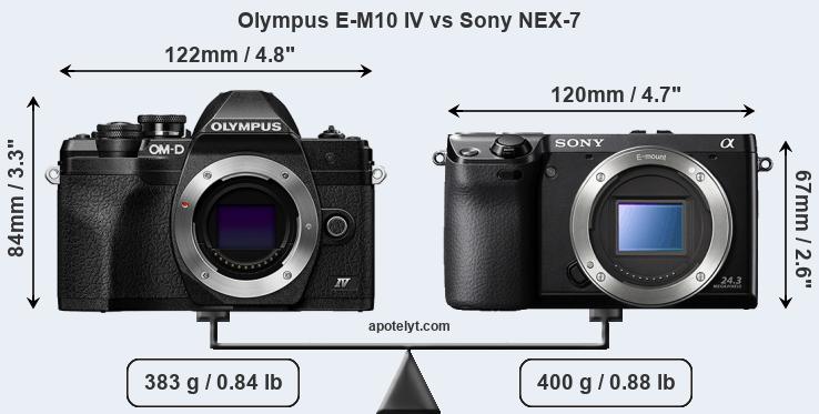 Size Olympus E-M10 IV vs Sony NEX-7