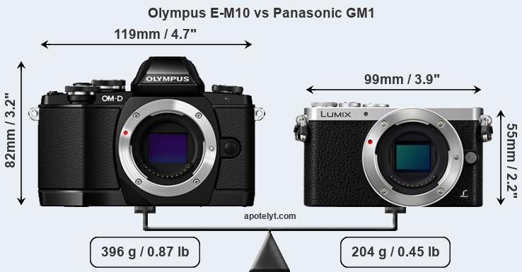 Size Olympus E-M10 vs Panasonic GM1