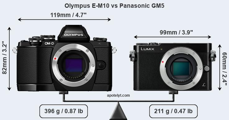 Size Olympus E-M10 vs Panasonic GM5