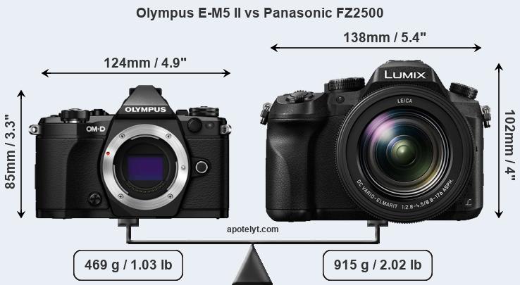 Size Olympus E-M5 II vs Panasonic FZ2500