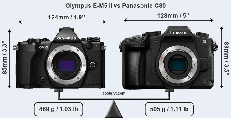 Size Olympus E-M5 II vs Panasonic G80