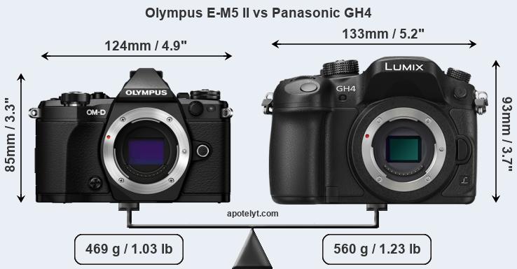 Size Olympus E-M5 II vs Panasonic GH4