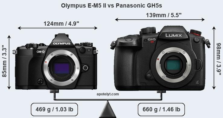 Size Olympus E-M5 II vs Panasonic GH5s