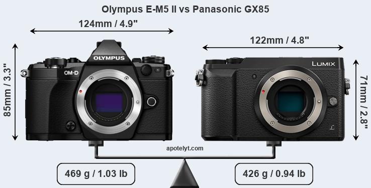 Size Olympus E-M5 II vs Panasonic GX85
