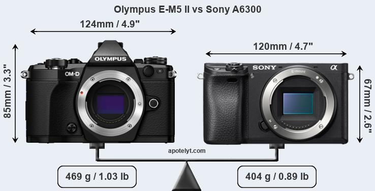 Size Olympus E-M5 II vs Sony A6300