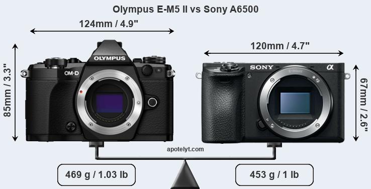 Size Olympus E-M5 II vs Sony A6500