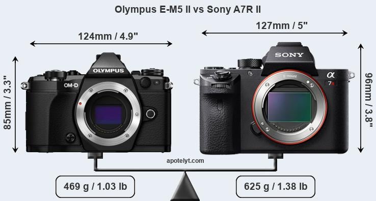 Size Olympus E-M5 II vs Sony A7R II