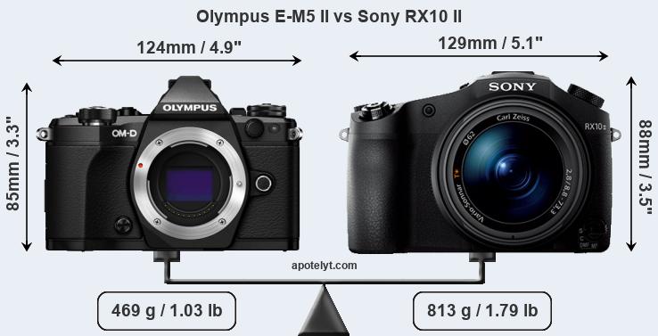 Size Olympus E-M5 II vs Sony RX10 II