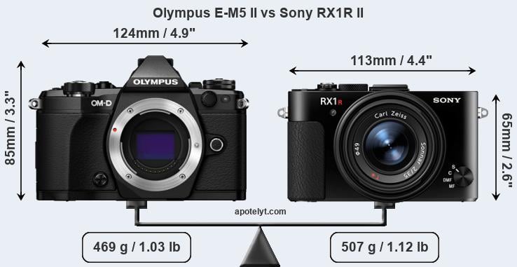 Size Olympus E-M5 II vs Sony RX1R II