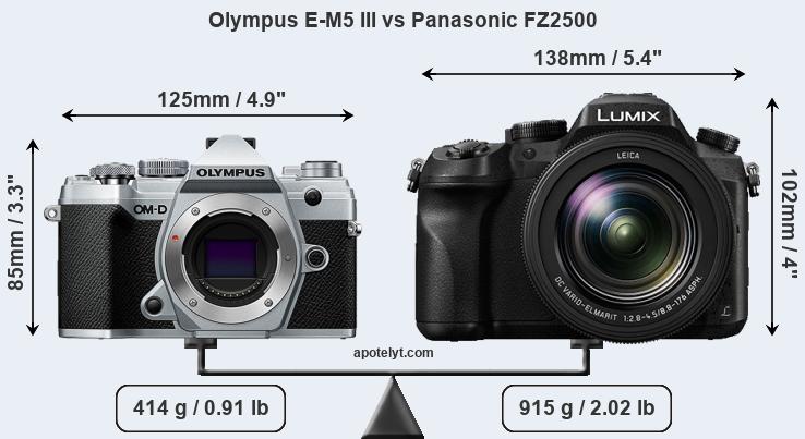 Size Olympus E-M5 III vs Panasonic FZ2500